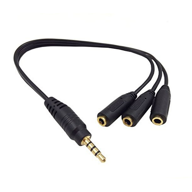 Computer Cables Length 3.5mm Plug Stereo Headphone Audio Splitter Male to 2 Female 90 Degree Angled for Earphone Cable Length: 0.25m 